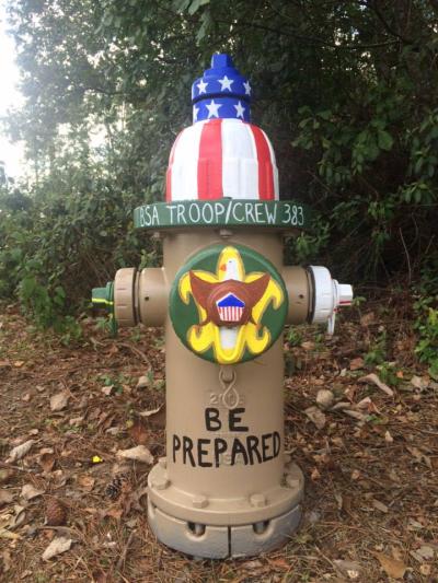 Painted fire hydrant by the Whigham Community Council group